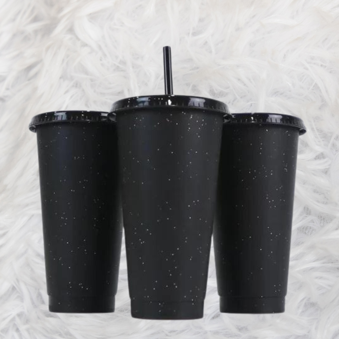 24oz Cold cup Black glitter