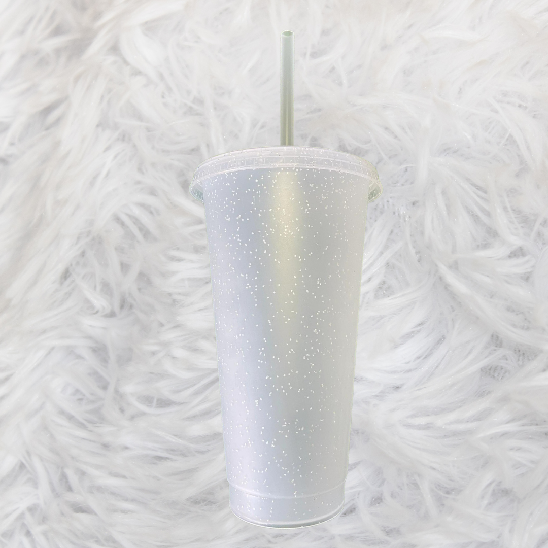 24oz Cold cup Clear glitter